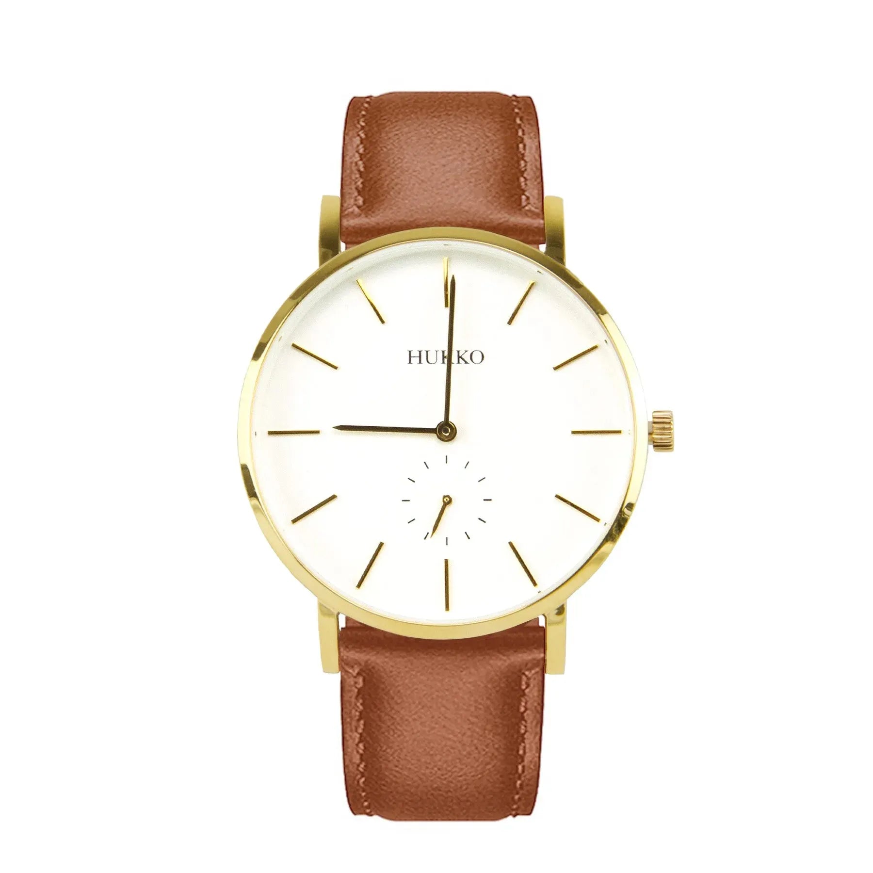Classic Lys urskive, guld urkasse og cognac rem - Hukko Copenhagen