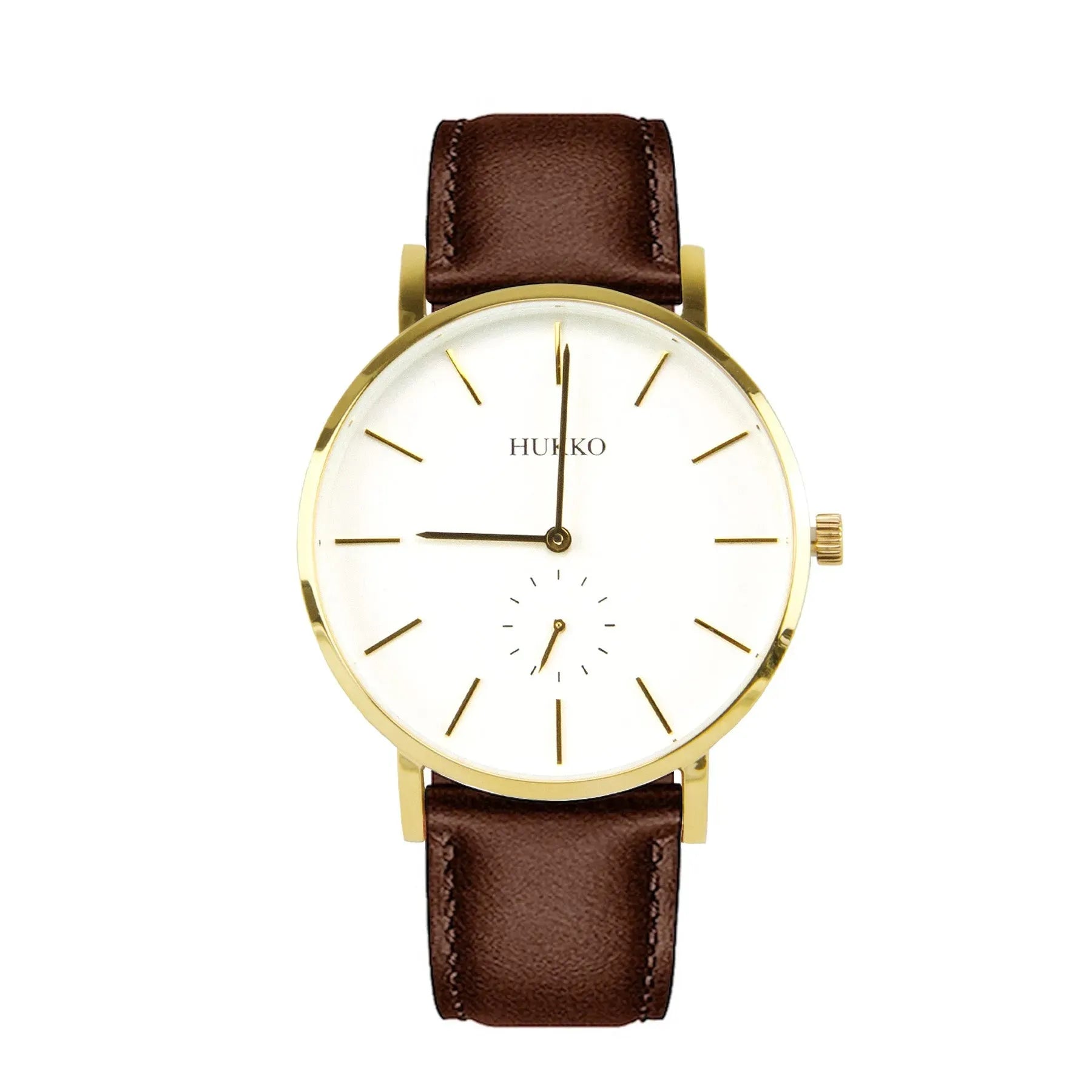 Classic Lys urskive, guld urkasse og mocha rem - Hukko Copenhagen
