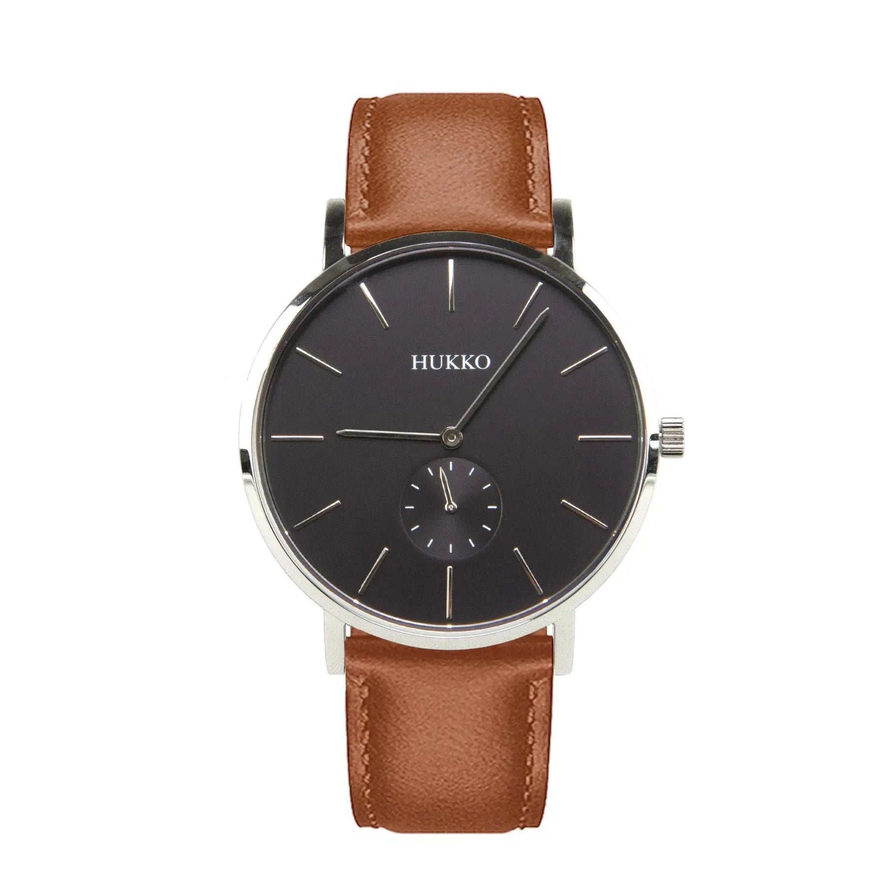 Classic Mørk urskive, sølv urkasse og cognac rem - Hukko Copenhagen