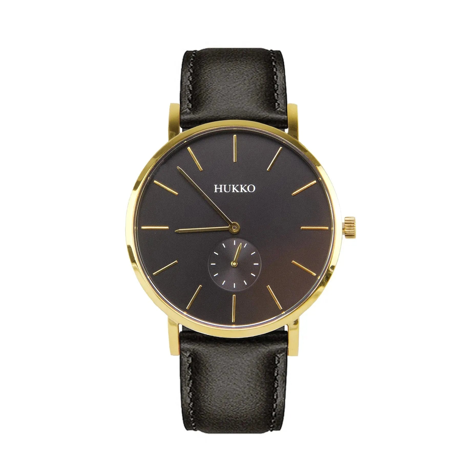 Classic Mørk urskive, guld urkasse og sort rem - Hukko Copenhagen