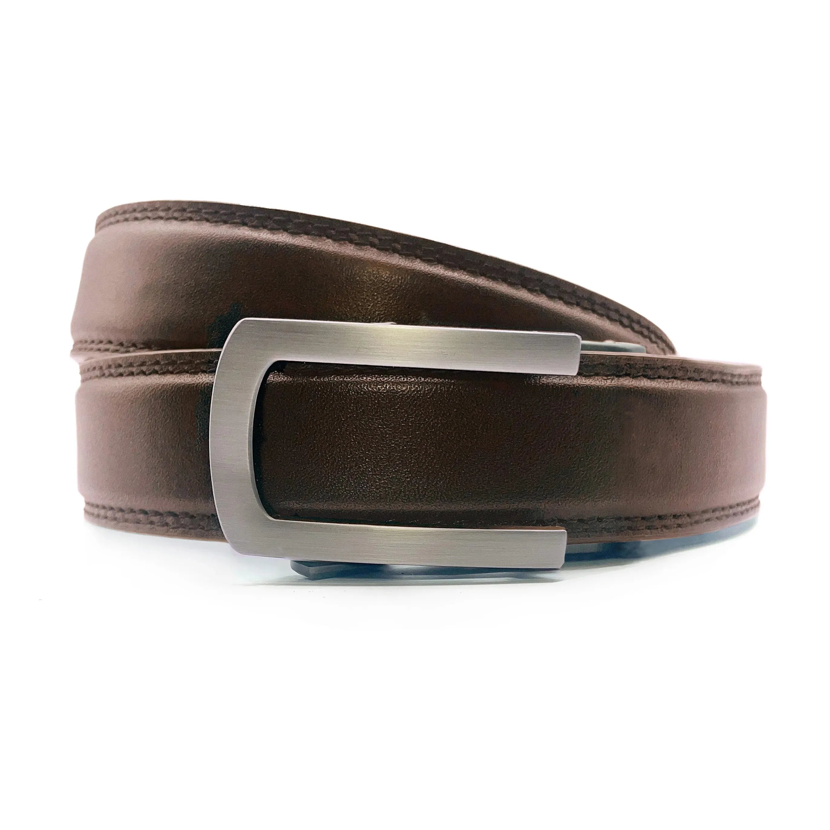 Læderbælte mocha/afrundet
