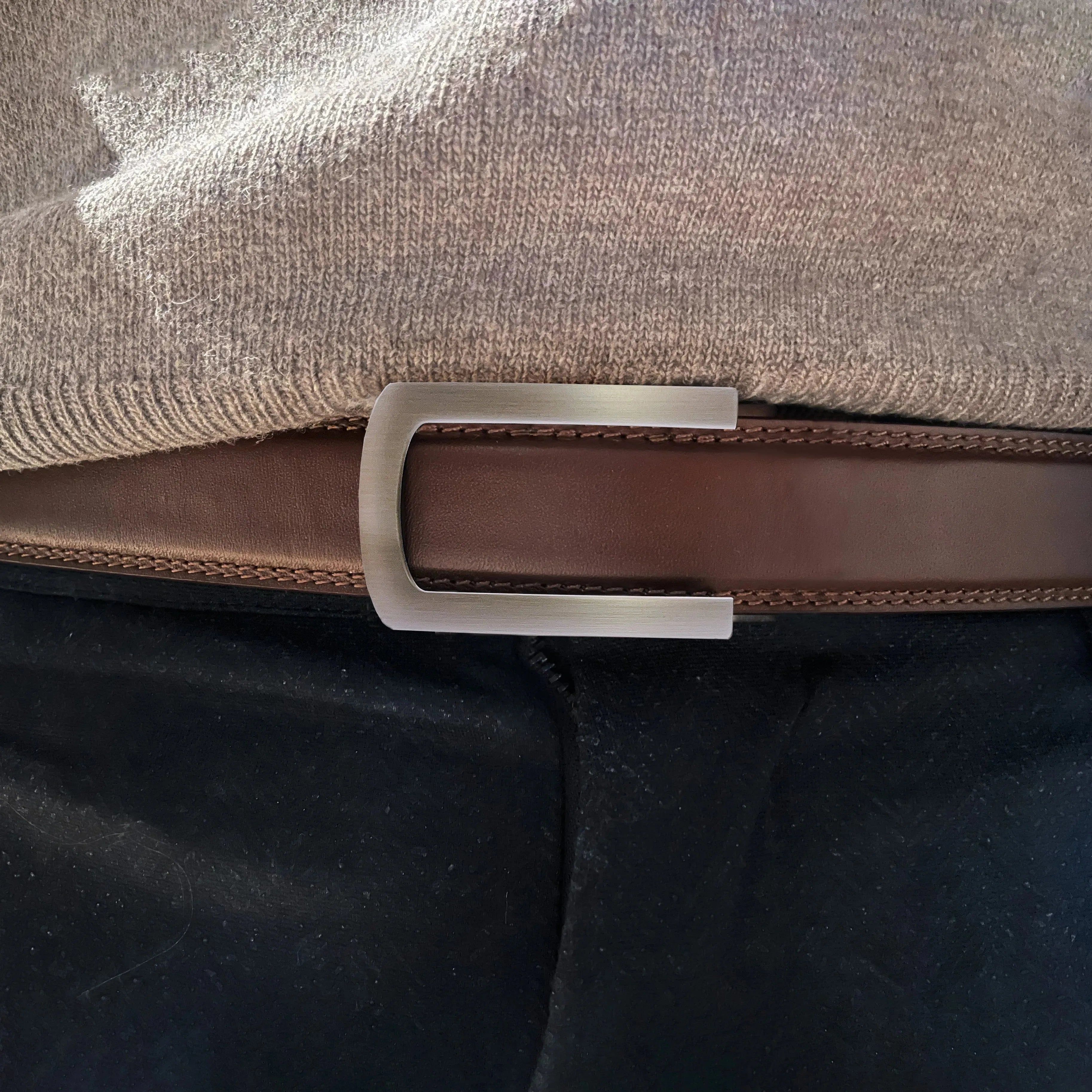 Læderbælte mocha/afrundet