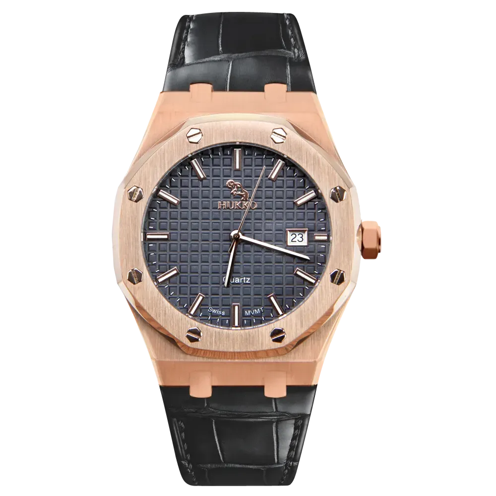 Majesty II Mørk urskive, Rosa guld urkasse og sort rem