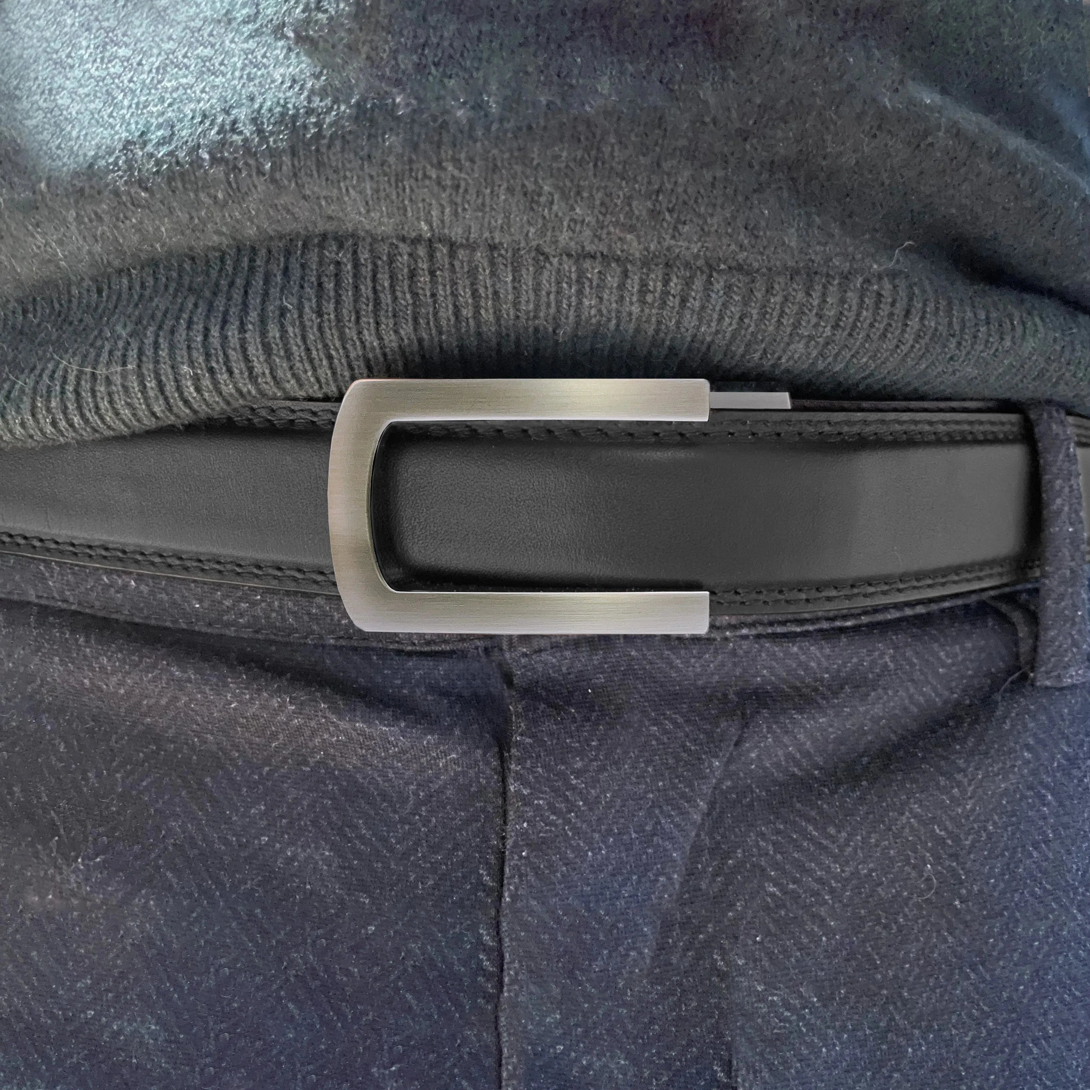 Læderbælte sort/afrundet