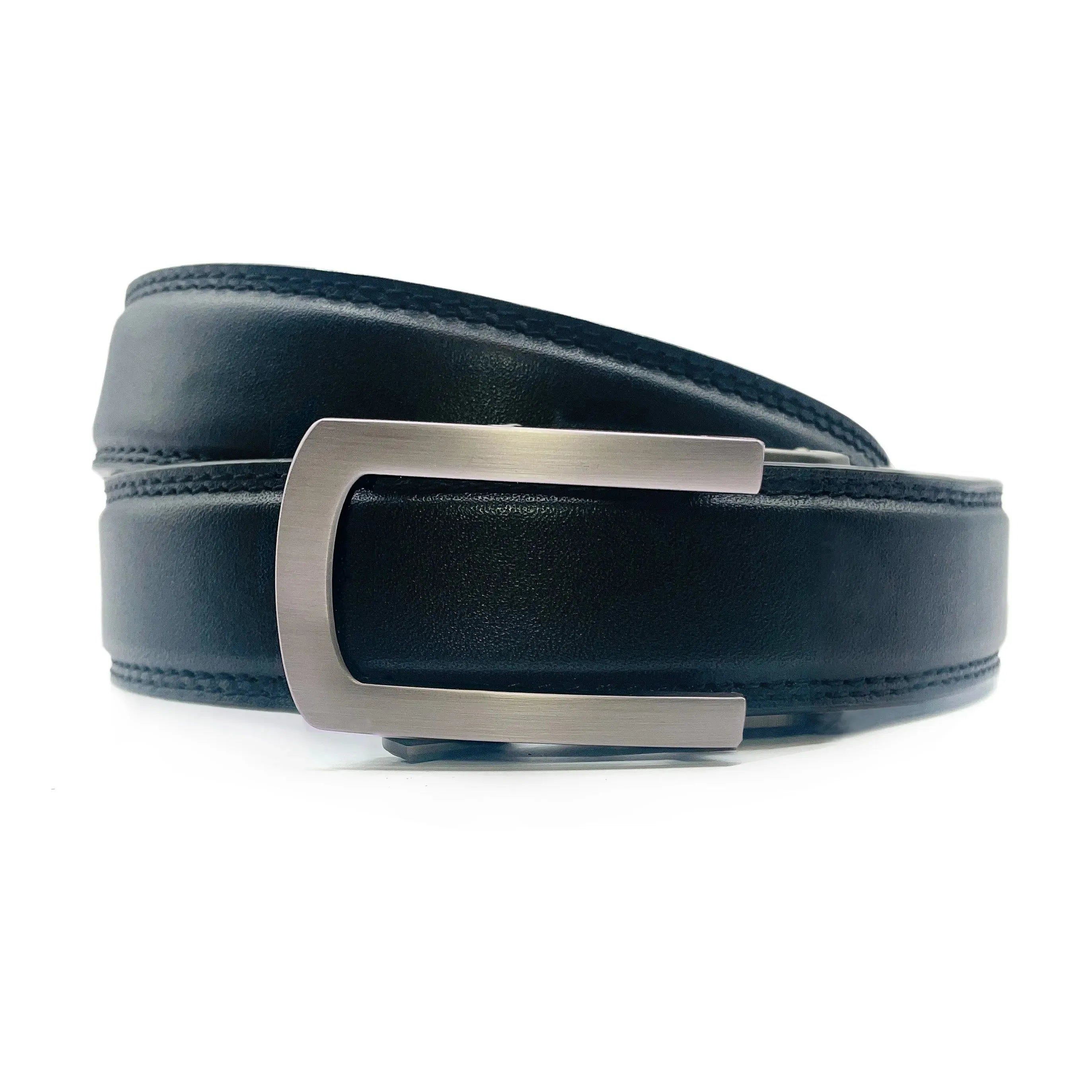 Læderbælte sort/afrundet